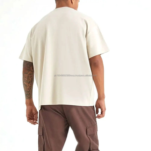 เสื้อยืดผู้ชายทรงโอเวอร์ไซส์ แขนเสื้อแบบดรอป ไหล่ตก ผ้าฝ้ายทอ คอกลม ไม่ยับ ทรงบ็อกซี่ ราคาคุ้มค่าที่สุด - Product Image 6