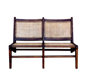 Sofá de 2 Plazas de Madera Maciza Estilo Pierre Jeanneret, Diseño Moderno de Mediados de Siglo, Resistente para Exteriores, Tipo Loveseat, con Ratán, Banco Bajo y Fácil de Transportar, Venta al por Mayor - Product Image 2