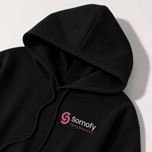 เสื้อฮู้ดผู้หญิงสีดำของ Somofy พิมพ์ลายปักโลโก้ ปรับแต่งได้ ทรงปกติ เหมาะสำหรับใส่ในฤดูหนาว ผลิตจากผ้าฝ้ายถัก 100% - Product Image 4