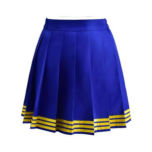 Uniforme de animadora blanco y azul para mujer con logo amarillo, top sin mangas y falda plisada para adultos, nuevo diseño, precio al por mayor. - Product Image 6