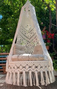Macrame patio double swing,Patio swing,Macrame swing,Macrame <b>hanging</b> swing,Macrame - Product Image 3