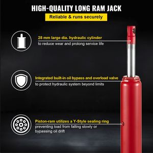 3 Tons/6600 Lbs Capacity Hydraulic Long Ram Jack Single Piston Pump Clevis Base Manual Cherry Picker Handle Electric <b>Hoist</b> - Product Image 5
