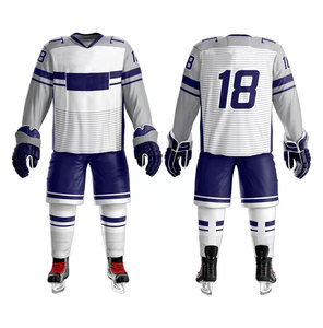 Men's <b>Red</b> Black Ice Hockey Uniform Set Full Sleeve V-Neck Moisture Wicking Polyester Jersey Pants <b>Gloves</b> Skates - Product Image 4
