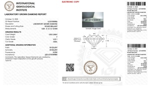 Diamant de laboratoire CVD de 0,50 carat, taille ronde, clarté VVS1, couleur F, 5,08 mm, certifié IGI, magnifique pour une demande en mariage - Product Image 2