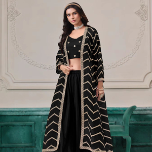 Chinon Designer Free Size Stitched Modern Crop for Wedding Party Diwali - Product Image 1
