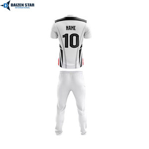 Uniforme de críquet tipo polo de manga corta para hombre, color blanco con bloques de color en contraste, con el número 10 y estampado del nombre, corte regular, para todas las temporadas. - Product Image 2
