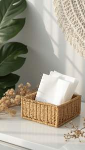 Bandeja Redonda de Mimbre con Detalles de Bambú, Ideal para Decoración de Cocina Bohemia, Desayunos y Cestas de Regalo - Product Image 4