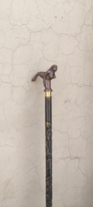 Animal Theme Metal Wooden Walking <b>Cane</b> with Mermaid Handle and Floral Carving - Product Image 6