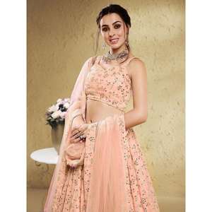 Superb Light Pink Lentejuelas Georgette Lehenga Choli Con Dupatta - Product Image 4