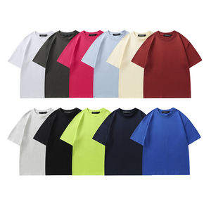 T-shirt en coton uni à col rond et manches courtes pour homme, coupe ample, style décontracté et formel, motif tricoté en jersey - Product Image 2