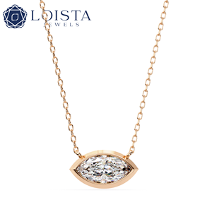 LOISTA Women's Platinum Marquise Cut Diamond Pendant Necklace GIA Certified D Color Minimalist Everyday Wear - Product Image 3