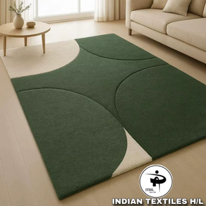 Tapis en laine de luxe de haute qualité, tufté à la main, avec design personnalisé, en latex, textiles indiens, vente en gros pour salon - Product Image 1