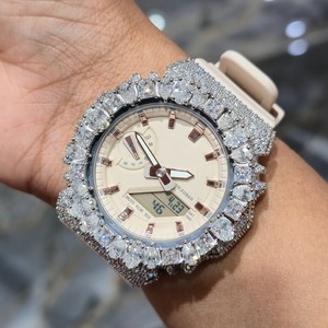Reloj Digital de Moissanita Iced Out con Corte de Pera, de Acero Inoxidable, Cuarzo, Correa de 20mm, Bisel con Escala Mixta y Correa de Cristal, para Regalo de Fiesta - Product Image 5