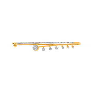 Elegant Diamond Drop Charm Gold <b>Bangle</b> <b>Bracelet</b> for Women | Modern Dangle Diamond <b>Bracelet</b> | Everyday Luxury Fine Jewelry - Product Image 1