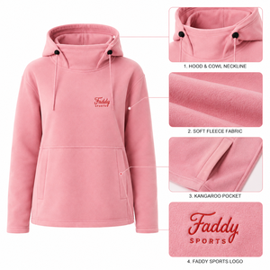 Hoodie de ski surdimensionné personnalisé pour femme, rose, en polaire, imperméable, col montant, pour sports d'hiver et activités de plein air - Product Image 5
