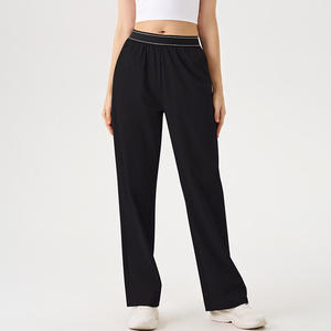 Pantalon de jogging color block taille haute coupe ample jambe droite avec poches, confortable et respirant pour le fitness et le yoga - Product Image 4