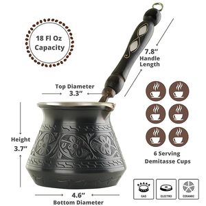 Juego de cafetera turca moderna negra, juego de té turco, tazas aisladas de lujo para regalo y decoración - Product Image 3