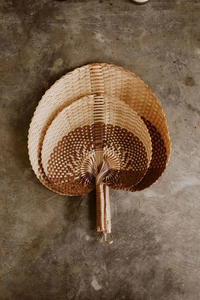 Woven Amber Ombre Fan Handwoven Palm <b>Leaf</b> Tropical <b>Decor</b> Natural <b>Wall</b> Hanging Boho Home Decoration Wholesale Supplier - Product Image 1