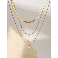 Conjunto de Joyería Moderno con Colgante de Cristal en Capas, Acero Inoxidable, Versátil y Moderno, Collar para Fiesta