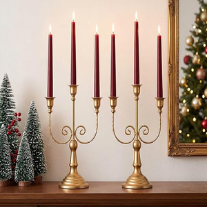 3 arm Candelabras Brass Candle Stick <b>Stands</b> Set of 2 Pcs Wedding Birthday Party Dining Table Christmas Decoration - Product Image 2
