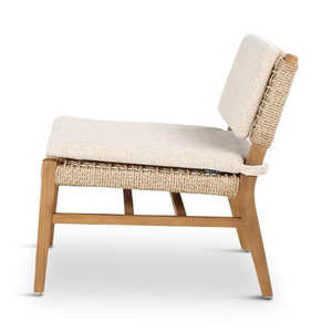 Chaise de jardin en teck avec ornements en tissu tressé pour la décoration de la maison et de l'extérieur - Product Image 2