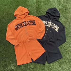 <b>Men</b> Hoodie And Sweat <b>Shorts</b> Set Casual Athletic Sportswear Manufacturer Zipper Embroidery Hoodie <b>Shorts</b> Two Piece - Product Image 1