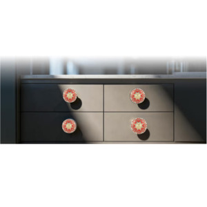 Moroccan <b>Gold</b> Work Flower Industrial Ceramic Knobs Hexagon <b>Drawer</b> Cabinet Handle <b>Pulls</b> for Kitchen Dresser Wardrobe Bedroom - Product Image 4