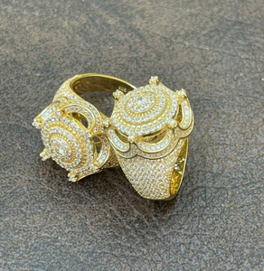 Lab Grown Diamond Yellow Gold Statement <b>Ring</b> Round Halo Cluster Cocktail <b>Ring</b> Luxury Hip Hop Jewelry For <b>Men</b> Unisex Gift - Product Image 2
