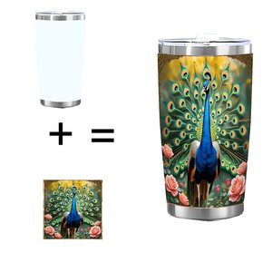 <b>Double</b> <b>Wall</b> Stainless Steel Tumbler 20oz Vacuum Insulated Leakproof Travel <b>Mug</b> With Peacock Design - Product Image 1