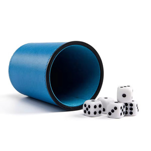 Round PU Dice Cup <b>Blue</b> 7.8cm Diameter 9cm Height Durable Storage Case for Adult Game Use - Product Image 2