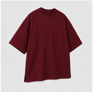Custom Oxblood Red Cotton Modal Cocoon <b>Mens</b> Oversized Short Sleeve Crew Neck T-Shirt MTS-OVR-0036 - Product Image 6
