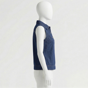 Camisetas Polo de Mezclilla sin Mangas para Mujer, 100% Algodón, Transpirables, Ecológicas, de Secado Rápido, para Primavera, Verano y Otoño - Product Image 4
