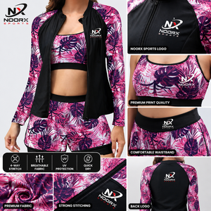 Women's Purple Leaf <b>Print</b> Full Sleeve Rash Guard Jacket Quick Dry Spandex Polyester Swimwear for <b>Surfing</b> Diving Sports - Product Image 6