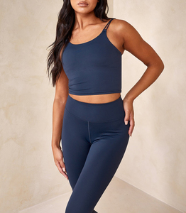 Nouveauté 2026 : Ensemble de yoga grande taille pour femme, dos nu, rembourré, deux pièces, respirant, écologique, pour l'entraînement, combinaison de sport froncée - Product Image 6