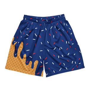 กางเกงขาสั้นผู้ชายผ้าตาข่ายระบายอากาศ เอวสูง 5 นิ้ว เอวยางยืด แห้งเร็ว สกรีนลายตามสั่ง สำหรับออกกำลังกายและสวมใส่ลำลอง - Product Image 4