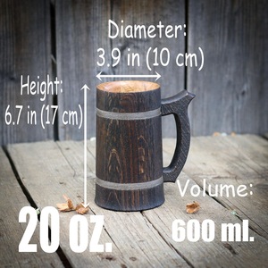 Eco-Friendly Polished Wooden Viking <b>Mug</b> with Hand Carved Engraving and Animal Design-Valentine's Day & Halloween Gift - Product Image 4