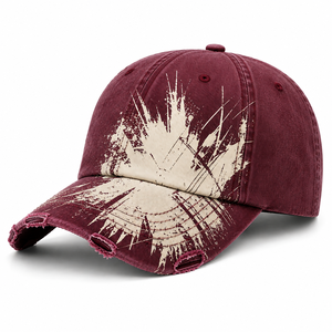 Custom Screen Printed Distressed Baseball Cap | Vintage Washed Cotton Adjustable Dad Hat | OEM & ODM Fashion Sports Cap - Product Image 3