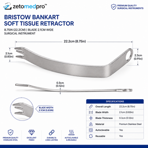 Rétracteur de tissus mous BRISTOW BANKART 8,75 pouces (22,2 cm) Lame de 2,1 cm de large Instrument chirurgical Zetomed Pro - Product Image 3