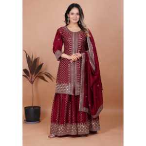 Conjuntos de diseñador para mujer, traje bordado Sharara con Secuencia de bordado - Product Image 4