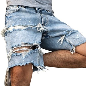 Pantalones Cortos de Mezclilla para Hombre, Estilo Cargo, Lavado Desgastado, Cintura Media, Estilo Vaquero, Casuales de Verano, con Bolsillos, Impermeables y Transpirables - Product Image 1