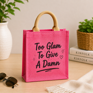 Sac cadeau en jute rose personnalisé, petit format, écologique, mini sac fourre-tout réutilisable, emballage cadeau, vente en gros - Product Image 3