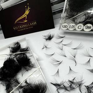 Extensiones de Pestañas Preformadas de Alta Calidad, Pelo Sintético Negro Mate 0.03-0.05mm, Curvatura CC/DD/M/LD, Mega, Logotipo Personalizado - Product Image 1