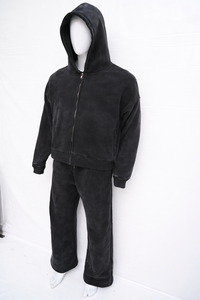 Unisex <b>Acid</b> Washed Jogger Set 100% Cotton Zip Hoodie Custom Oversized <b>Drop</b> Shoulder Plus Size XL Gym Tracksuit for Winter - Product Image 6