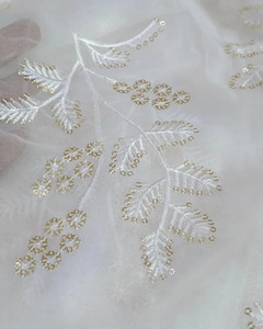 Luxury <b>Sequin</b> Embroidery Lace Fabric Floral Beaded Mesh Fabric African Wedding Party Dress Material - Product Image 1