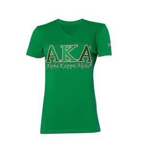 Camiseta de Algodón con Cuello en V para Mujer, Bordada con Logotipo de Letras Griegas, de Calidad de Exportación, Suave, Informal, de Manga Corta, Tallas Personalizadas - Product Image 3