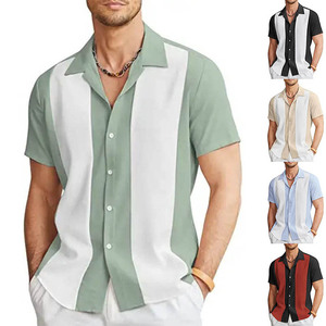 <b>Summer</b> Hawaiian <b>Shirt</b> for <b>Men</b> Casual Stripe Printed Fabric Short Sleeve Cardigan Male <b>Shirts</b> Hawaii Beach Male <b>Shirts</b> - Product Image 5
