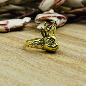 Anillos de conejo de diseño único, estilo bohemio, de latón, con baño de oro de 18k, para mujer, joyería llamativa con diseño de zorro y conejo, para venta al por mayor/OEM/ODM - Product Image 3