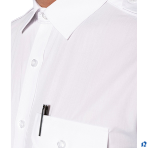 Camisa de Trabajo Blanca Transpirable para Hombre, Manga Corta, con Epaulettes de Piloto, Doble Bolsillo, Detección de Agujas, Uniforme de Polialgodón, OEM ODM - Product Image 5