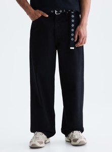 Jean en coton ample à jambe large pour homme – Délavage régulier, écologique, avec déchirures décoratives - Product Image 3