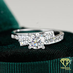 Anillo de compromiso de moissanita de corte redondo, anillo de boda solitario de plata de ley, joyería clásica elegante, regalo para mujer - Product Image 1